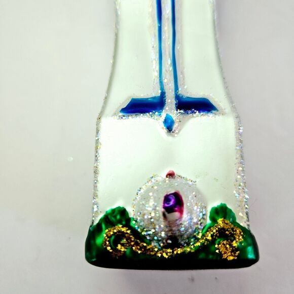 Disney 1999 Cinderella Castle Clock Tower Blown Glass Christmas Tree Ornament - Picture 3 of 7